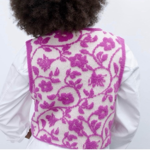 Zara Floral Jacquard Knit Vest - Picture 3 of 6